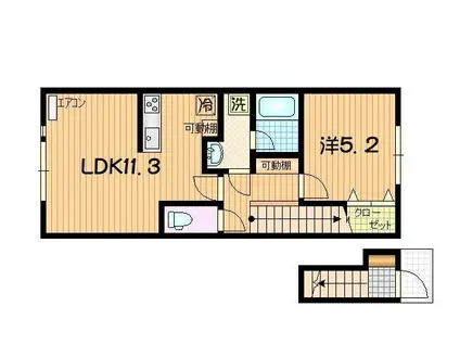 COTAN(1LDK/2階)の間取り写真
