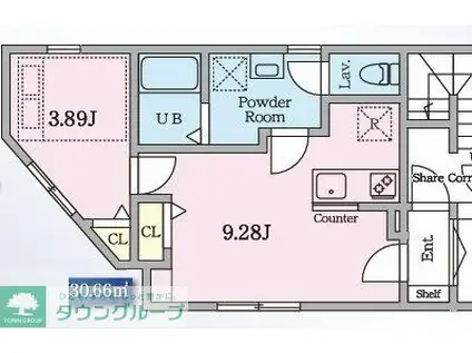 COAST TERRACE II 逗子新宿(1LDK/1階)の間取り写真