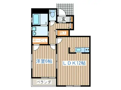 サンプレイス八木山西(1LDK/1階)の間取り写真