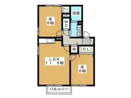 エトワールB棟(2LDK/2階)の間取り写真