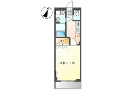 プランドールII(1K/2階)の間取り写真