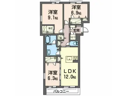AIR・FOREST吉原(3LDK/2階)の間取り写真