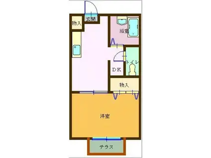 平形巴ハイツIIA(1DK/2階)の間取り写真