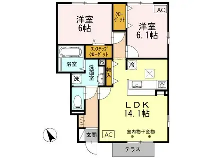 セーフティーコートI(2LDK/1階)の間取り写真