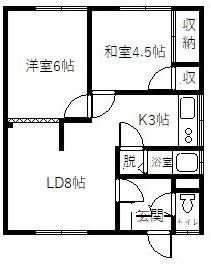 福鶴マンション(2LDK/2階)の間取り写真