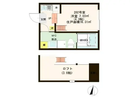 アンビエンテ(ワンルーム/2階)の間取り写真