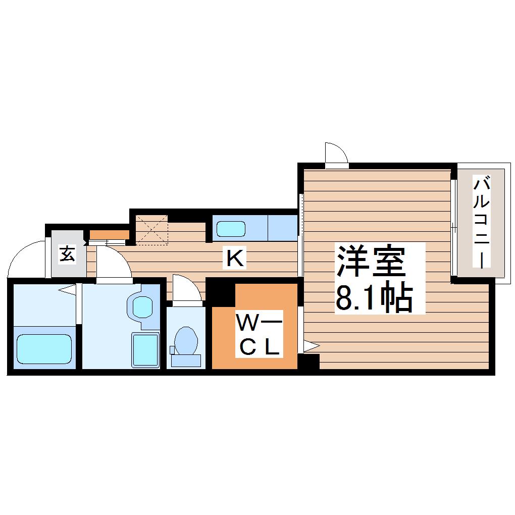 レユシール(1K/1階)の間取り写真