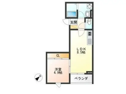 MARRIOTT(1LDK/3階)の間取り写真