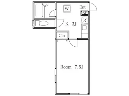 サンハウス(1K/1階)の間取り写真