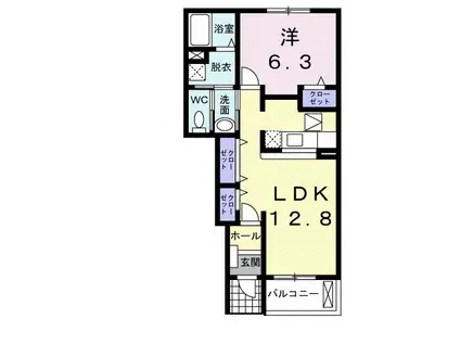 グランツI(1LDK/1階)の間取り写真