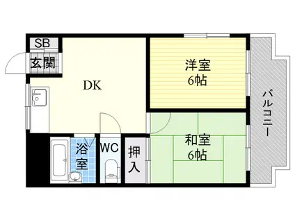旭ロイヤルハイム(2DK/3階)の間取り写真