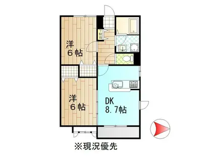 エマーブルN(2DK/2階)の間取り写真