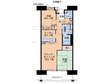UR西宮マリナパークシティ丘のある街7号棟(2LDK/2階)の間取り写真