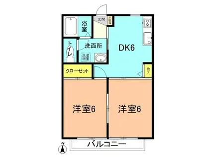 メゾン湘南(2DK/1階)の間取り写真