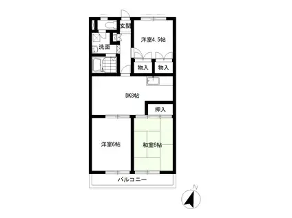 サンモール今泉(3DK/3階)の間取り写真