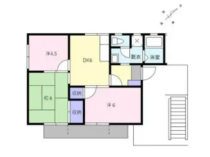 ハウスメイトA(3DK/1階)の間取り写真