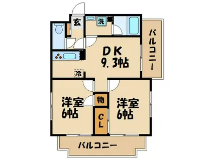 つつじヶ丘エクセルハイツⅡ(2LDK/4階)の間取り写真