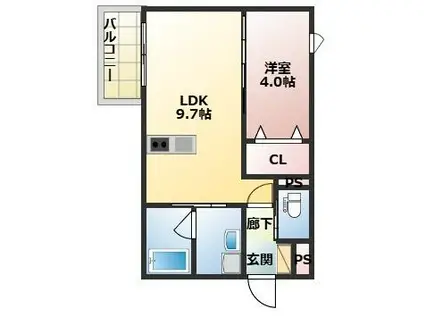 GRANDCIA PLUS(1LDK/3階)の間取り写真