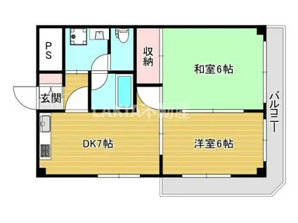 パインブルック東住吉(2LDK/2階)の間取り写真