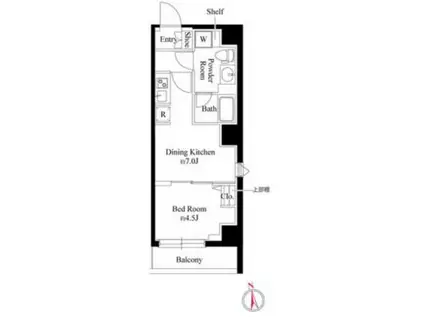 グランパセオ日本橋イースト(1DK/6階)の間取り写真