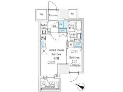 URBAN BREEZE 恵比寿(1LDK/13階)の間取り写真