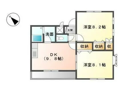 ドルチェ井上 弐番館(2DK/2階)の間取り写真