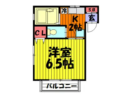 ジュネス分屋(1K/2階)の間取り写真