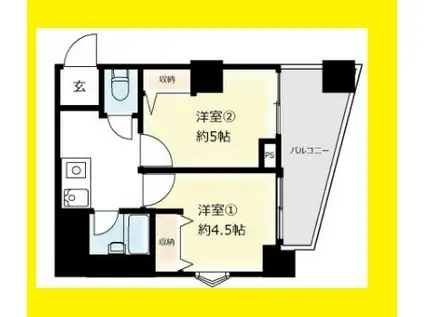 木川東エクセルハイツ(2K/4階)の間取り写真