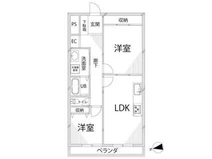LA MAISON CLAIRE(2LDK/3階)の間取り写真