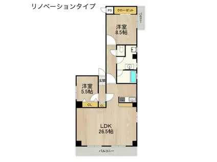 CITY SPIRE立売堀(2LDK/8階)の間取り写真