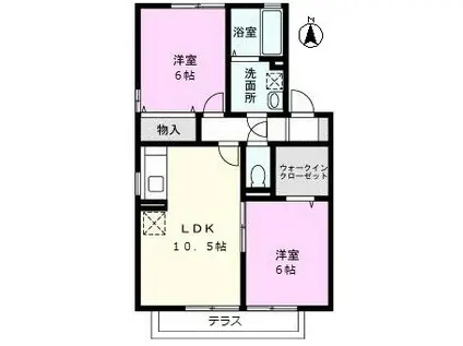 カームリーI(2LDK/1階)の間取り写真