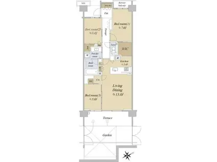 シティハウス吉祥寺北町(3LDK/1階)の間取り写真