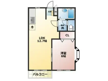 エルディム賞田(1LDK/2階)の間取り写真