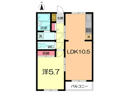 グランパレス日進(1LDK/1階)の間取り写真