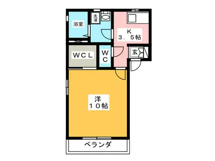 パレキャトルA(1K/2階)の間取り写真
