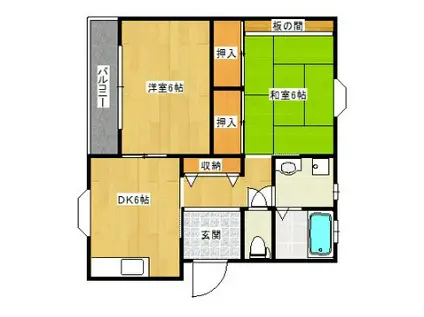赤穂市大町マンション(2DK/1階)の間取り写真