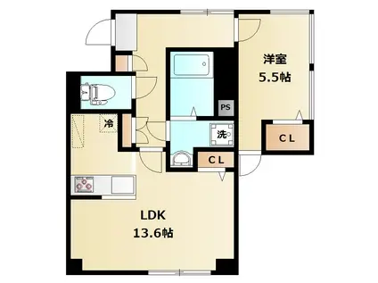 シャリエール錦糸町(1LDK/4階)の間取り写真