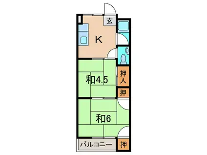 グレイス川西 南館(2K/3階)の間取り写真