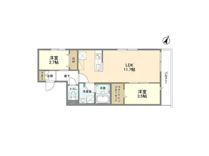 ウェルスクエア渋谷本町(2LDK/3階)の間取り写真