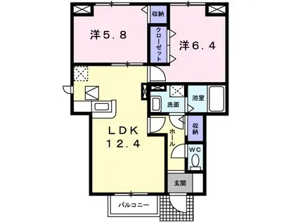 シャトー・バロン18(2LDK/1階)の間取り写真