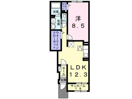 カルム 高砂(1LDK/1階)の間取り写真