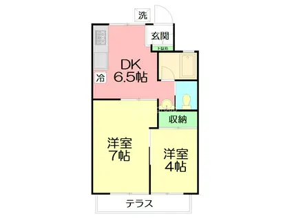 サミットK・H(2DK/1階)の間取り写真