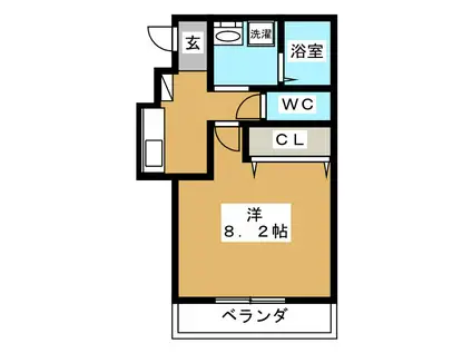 ガーデンヴィラ(1K/2階)の間取り写真