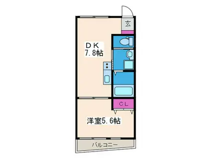ガーデンヒルズ箕面(1DK/2階)の間取り写真