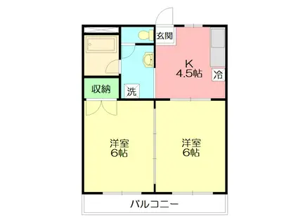 第二アサヒハイツ(2K/1階)の間取り写真