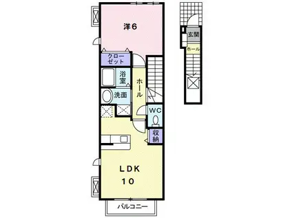 フレスクーラ(1LDK/2階)の間取り写真