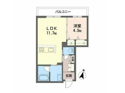 シャーメゾン グランシャンテ別府(1LDK/2階)の間取り写真