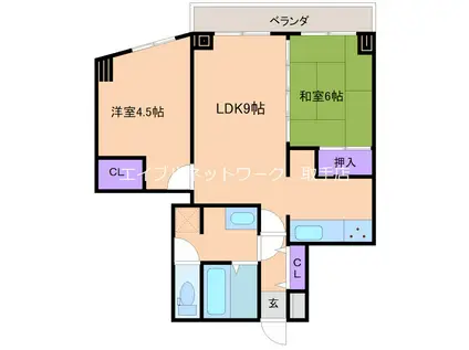 ハイシティ取手(2LDK/7階)の間取り写真