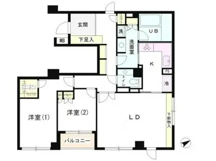 テラス笄町(2LDK/4階)の間取り写真