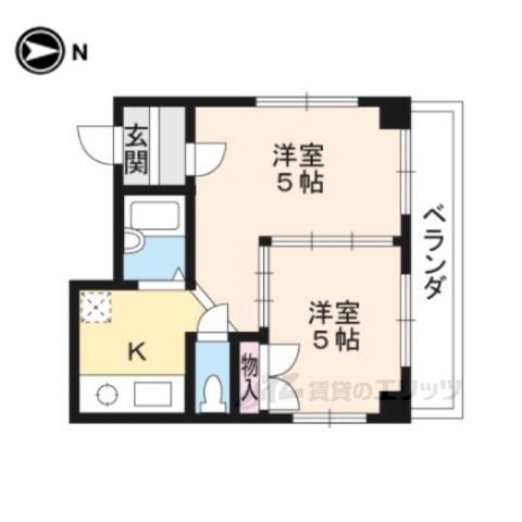 GENSAKIZO御所南甘露町(2K/3階)の間取り写真